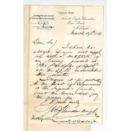William John Vandenbergh - Adelaide - Request for Certificate for Principles of Equity