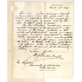 William John Vandenbergh - Adelaide - Offering an old volume on Natural History to the Library