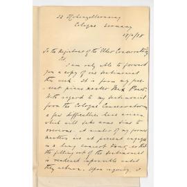 Mr J H McMenemin - In support of Application for position of Piano Forte Teacher