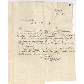 E E Mitchell - Woodville - Application for extra teacher of pianoforte for the Conservatorium