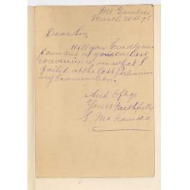 S McNamara - Mount Gambier - In what subject failed at March Preliminary