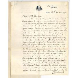 Charles Tucker - Mayor of Adelaide - Concerning the negotiations between the Hospital and University