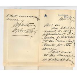 Wybert Reeve - Marryatville- Accepts Appointment as Teacher of Elocution with thanks