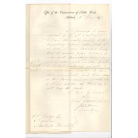 John Mann - Secretary Commissioner Public Works - Concerning the water supply to Dissecting Room