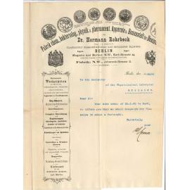 Dr Hermann Rohrbeck - Berlin - Acknowledging receipt of order which will be dispatched in a fortnight