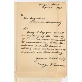 George F Gunson - Angas Street - Concerning the LLB Course