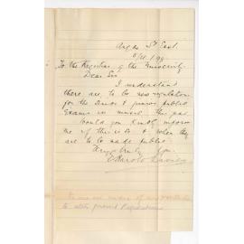 E Harold Davies - Angas Street - Asking if new Regulations are to be framed for Junior and Senior Music