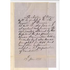 Sisters of Mercy - Broken Hill - Request for Junior Practice Certificates Also Music Pamphlet for 1898