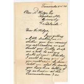 Reverend A Rechner - Tanunda - Asking what the salary for Teacher at the Conservatorium and Lecturer on German would be