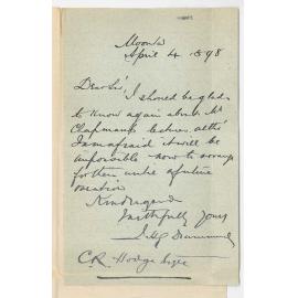 J H G Drummond - Moonta - Concerning Mr Chapmans lectures