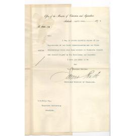 James Bath - Secretary - Minister of Education - Adelaide - Approving Conservatorium Regulations