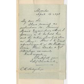 Dr J H G Drummond - Moonta - Asking about Primary Examination in Music