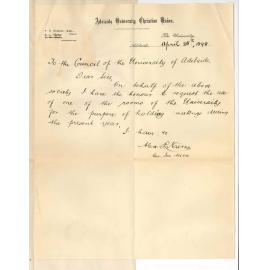 Alexander Livingstone Nairn - Secretary - Students Christian Union - Use of room for Union meetings