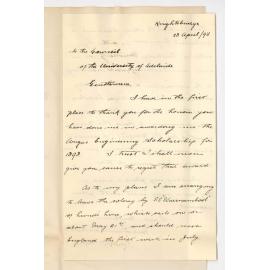 Edward Clark - Knightsbridge - Intentions as to course of study Angas Scholarship