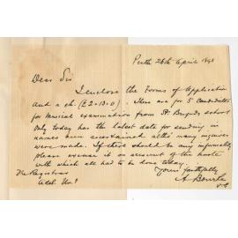 Reverend A Bourke - Vicar General Perth - Entries Primary Exams in Music