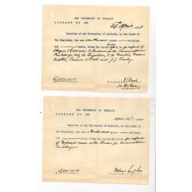 Frank John Naish - Adelaide - Asking for return of cheques of £200 deposited with Conservatorium Tenders