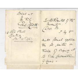 Miss Gulielma Hack - Hackney - Application for position as Teacher of Singing Elder Conservatorium