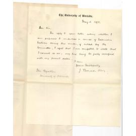 James Bernard Allen - Adelaide - Cannot give course Extension Lectures