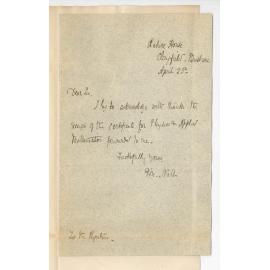 Miss M Nall - Brisbane - Acknowledges receipt of Certificate