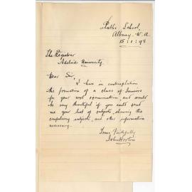 John Horton - Albany - Details of subjects for Junior Exam