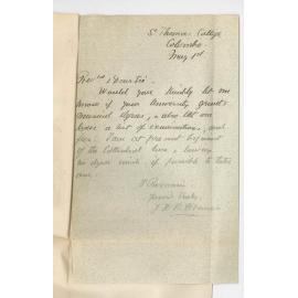 J W St Alunes - Colombo - Wishes to know if Musical Degrees are granted at University of Adelaide