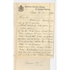 Reverend W J Cullignan - Perth - Concerning Exams at Perth