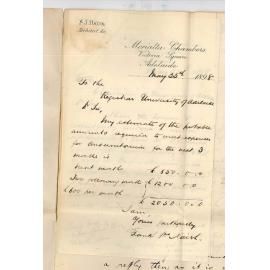 Frank John Naish - Referring to Clerk of Works and to Walter and Morris refusal to act as surety for Mr Torode