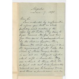 Dr J H G Drummond - Moonta - Re Extension Lectures and Complaining of Primary Exam arrangements