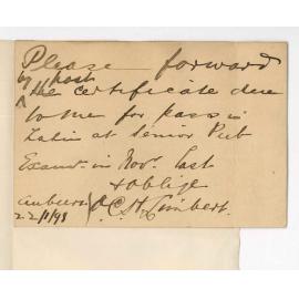 Osmund Charles Harvey Limbert - Auburn - Request for Certificate Latin