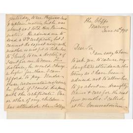 Mariana Rhead - Brighton - Request for daughter to be Excused from attendance at Conservatorium during 2nd Term