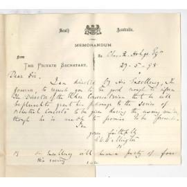 Edward William Wallington - Private Secretary - Government House - The Governor granting patronage to series of Orchestral Concerts
