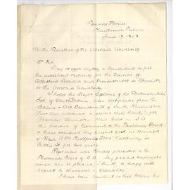 Howard Whitbread - Mackinnon Parade - Application Position Assistant Lecturer and Demonstrator in Chemistry