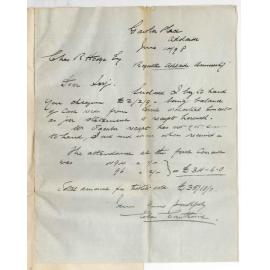 Charles Cawthorne - Statement and Balance Sheet of First Orchestral Concert