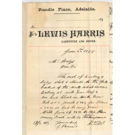 Lewis Harris and Langsford Brothers - Tenders for erecting Bicycle sheds