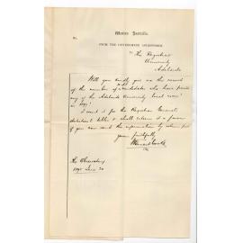 William Ernest Cooke - Honourable Secretary Perth Centre - Request for number of WA Candidates who have passed Local Exams in 1897