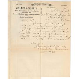 Walter and Morris - Port Adelaide - Advances to W Torode