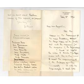 Professor Joshua Ives - Concerning a room in the Conservatorium for use of Professors