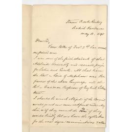Reverend J F Laughton - British Honduras - Passes in Greek and Latin and permission to enter for next degree Exam in Honduras