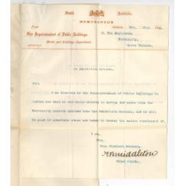 H B Middleton - Superintendent of Public Buildings - Drainage of University grounds and crossing to be put in repair