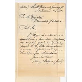 Henry Heffain Junior - South Yarra Victoria - Information concerning Students for the Conservatorium