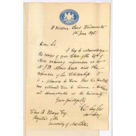 N L Sayles - Assistant Secretary - Royal Commissioners Exhibitions of 1851 - Concerning Mr J B Allens career since expiration of Scholarship
