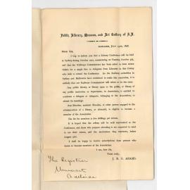 Joseph Robert George Adams - Public Library - Concerning the Library Conference to be held in Sydney in October