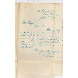 P Gordon and Lewis Harris - Tenders for erecting Photographic Dark Room