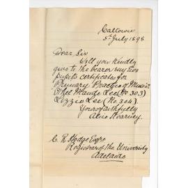 Miss Alice Kearney - Caltowie - Request for Primary Practice Certificates Ethel M Lee and Lizzie Lee