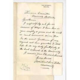 George Powell - University - Application for increase of wages