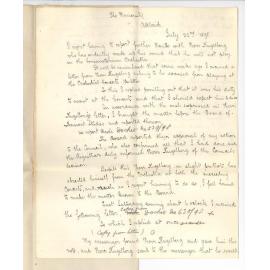 Hermann  Kugelberg - Conservatorium - Explaining why he did not play in Orchestral Concert on 16 July 1898 - Copy of Professor Joshua Ives reply
