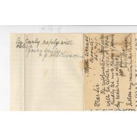 Mrs Wilkinson - Moonta - Request for Music Pamphlet