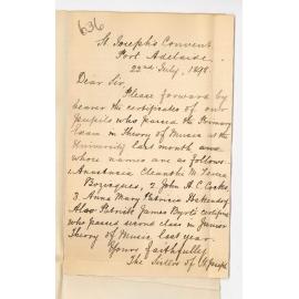 Sisters of St Joseph - Port Adelaide - Request for Primary and Junior Certificates