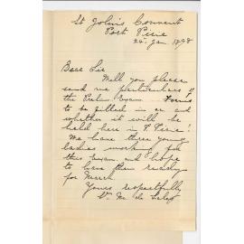 Sister M de Sales - St Johns Convent - Port Pirie - Asking for particulars of Preliminary Exam at Port Pirie