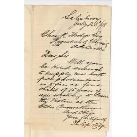 Philip Calf - Salisbury - Particulars of fees for violin playing at the Conservatorium